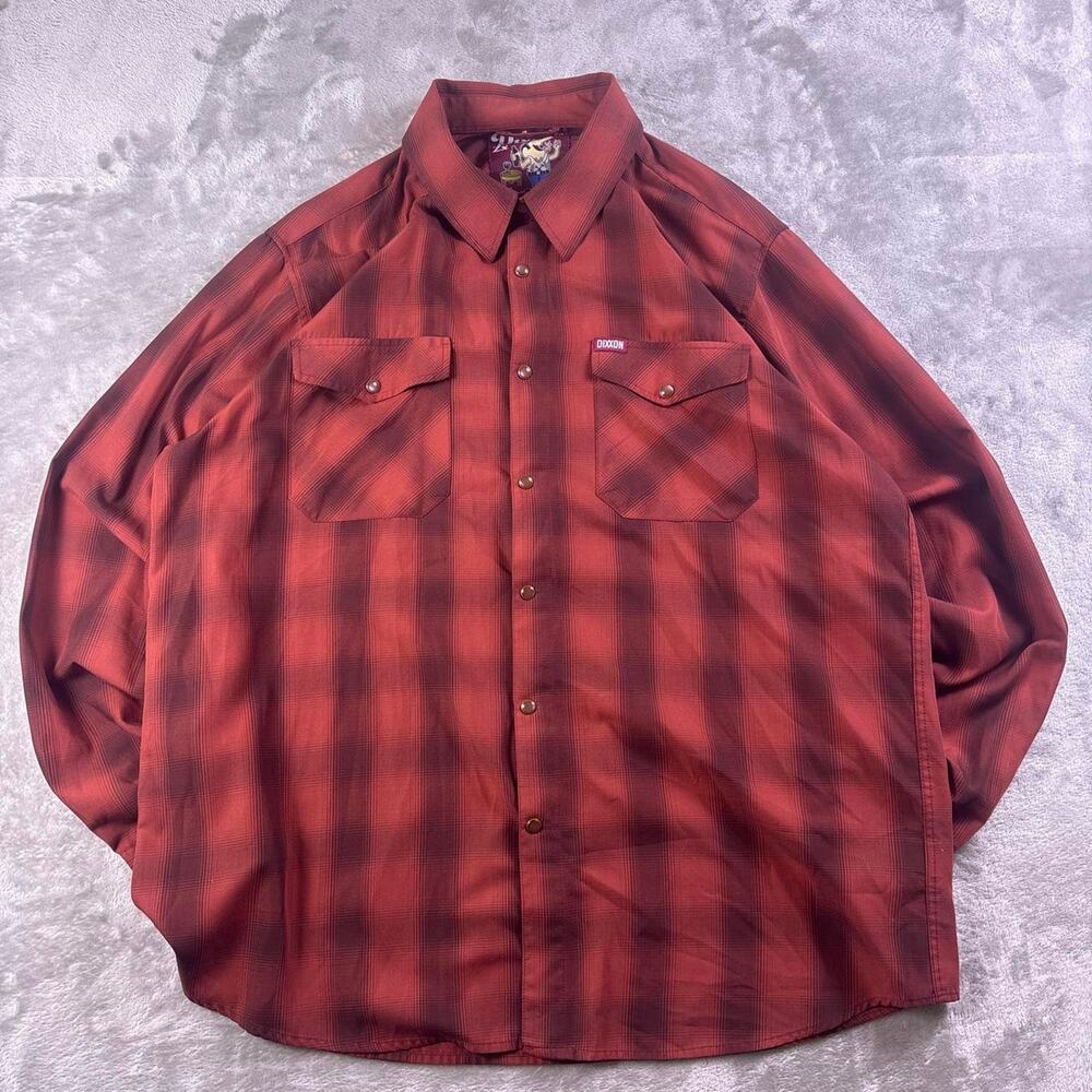 Dixxon Flannel Co. “The Toscana” Bamboo Blend Pearl Snap Red Plaid Shirt Sz 2XL